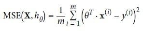 Equation of MSE cost function for Linear Regression model